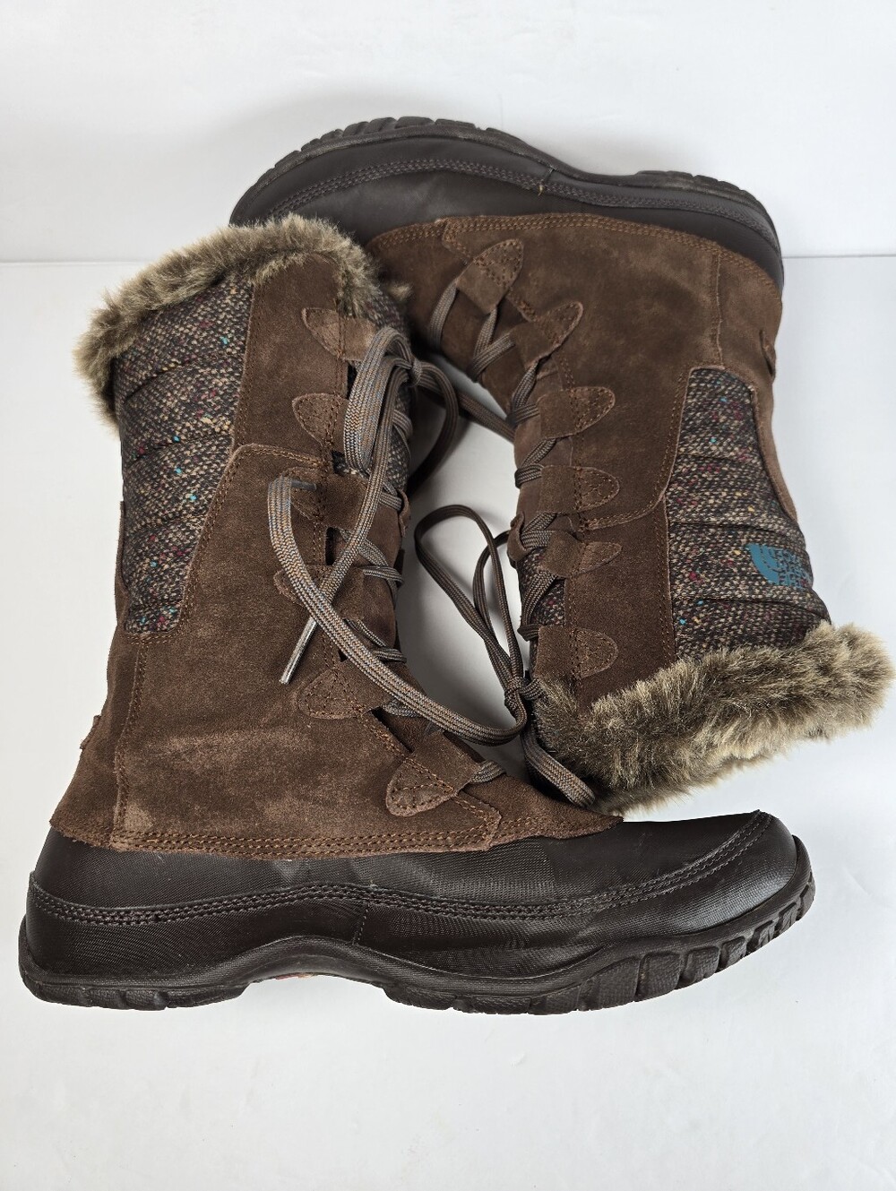 The North Face Women's Nupyse Purna Brown Faux Fur Trim LaceUp Winter Booots 8.5 - Picture 11 of 15